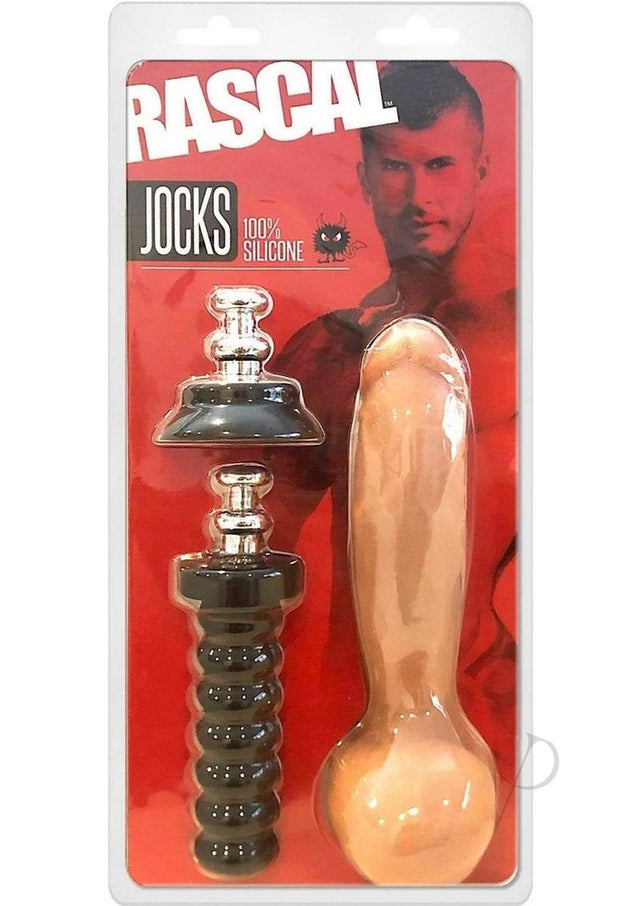 Rascal Jock Adam Silicone Cock Dildo with Silicone Handle or Suction Cup Base 8in - Vanilla