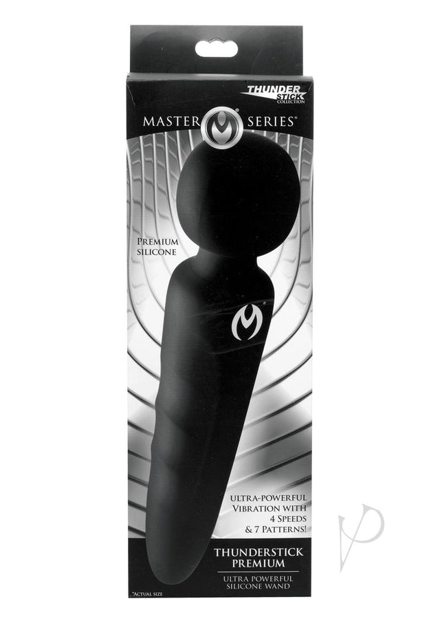 Master Series Thunderstick Premium Rechargeable Silicone Wand - Black