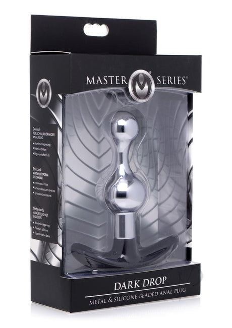 Master Series Dark Drop Metal and Silicone Beaded Anal Plug - Silver