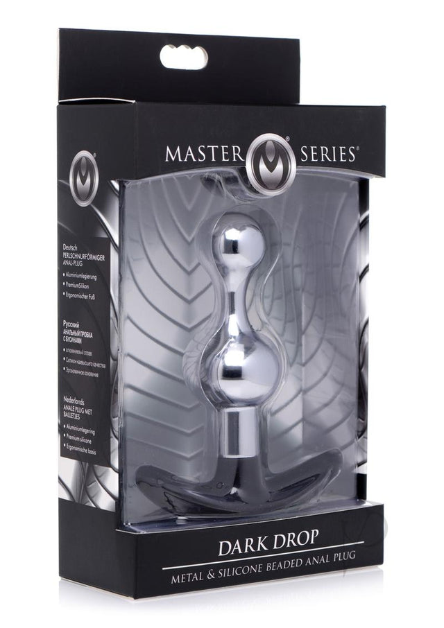 Master Series Dark Drop Metal and Silicone Beaded Anal Plug - Silver