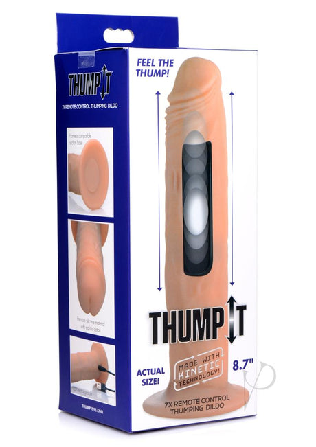 Thump It Rechargeable Silicone Thumping (Large) 8.7in Dildo with Remote Control - Vanilla