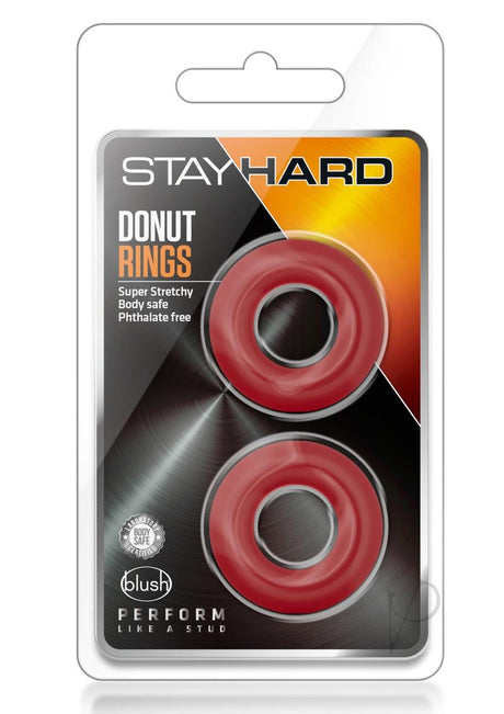 Stay Hard Donut Cock Rings (2 Pack) - Red