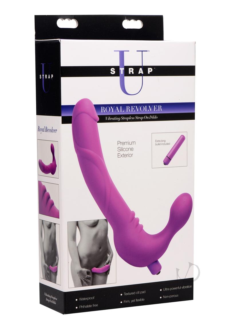 Strap U Royal Revolver Vibrating Silicone Strapless Strap On - Purple