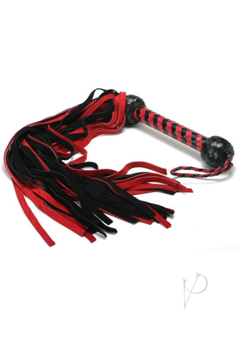 Strict Leather Suede Flogger - Black/Red