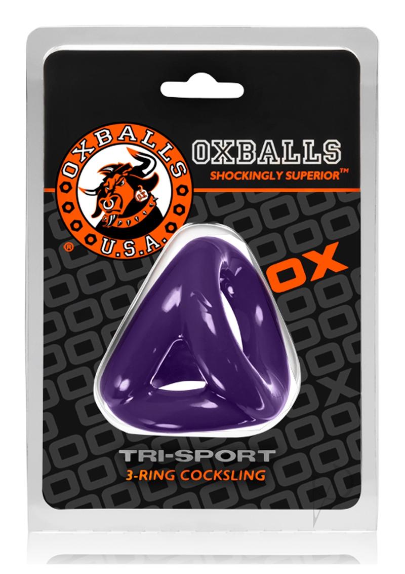 Oxballs Tri-Sport 3-Ring Cocksling - Purple