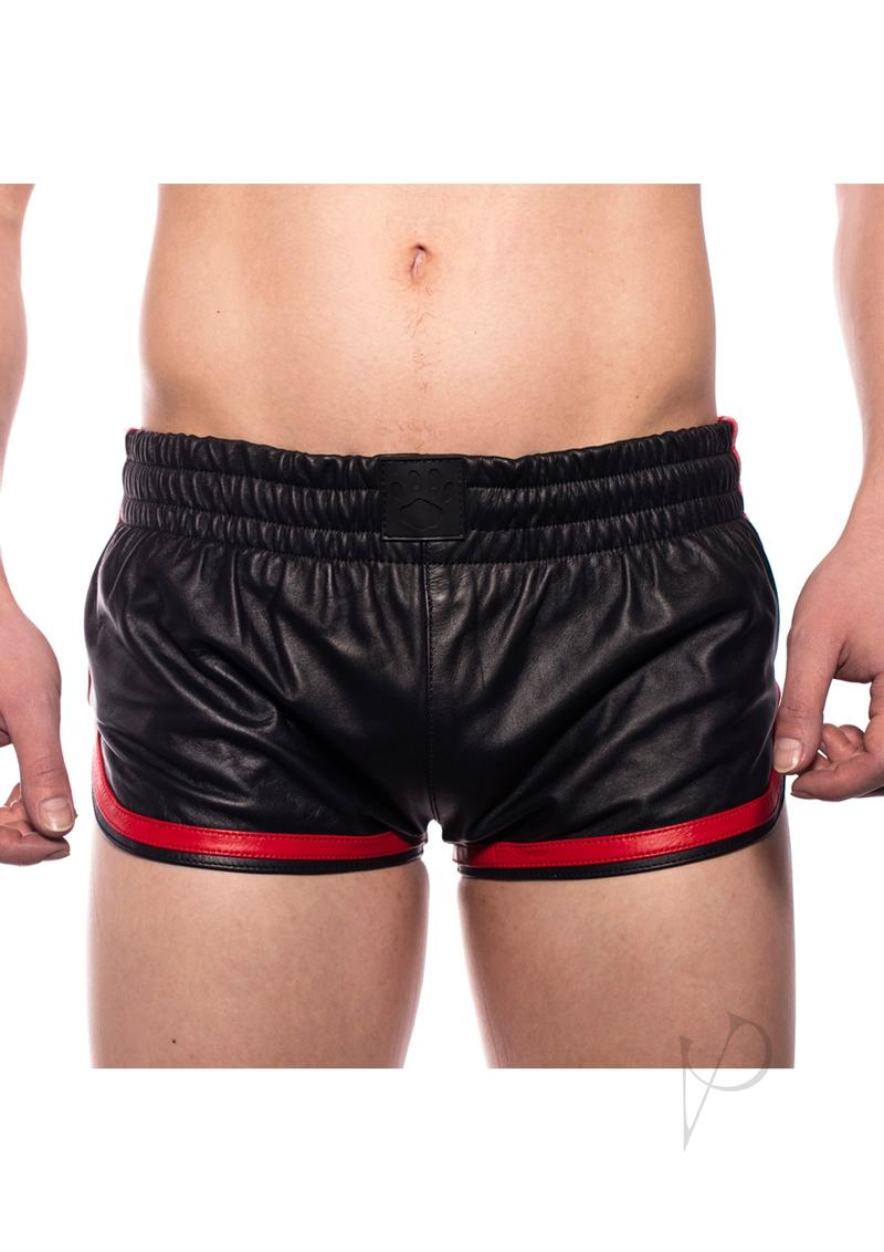 Prowler RED Leather Sport Shorts - Small - Black/Red