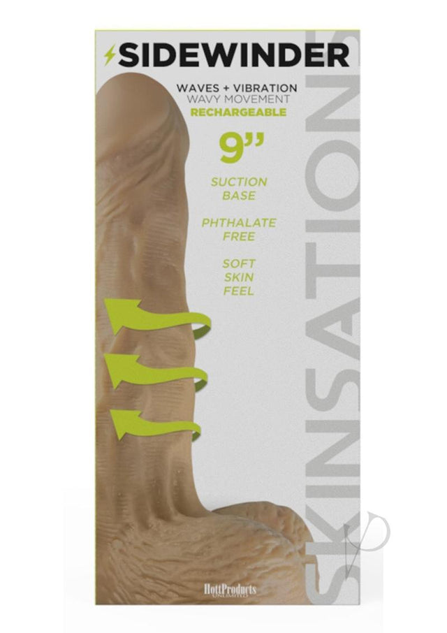 Skinsations Sidewinder Waves + Vibration Realistic Dildo with Wireless Remote Control Waterproof 9in - Vanilla