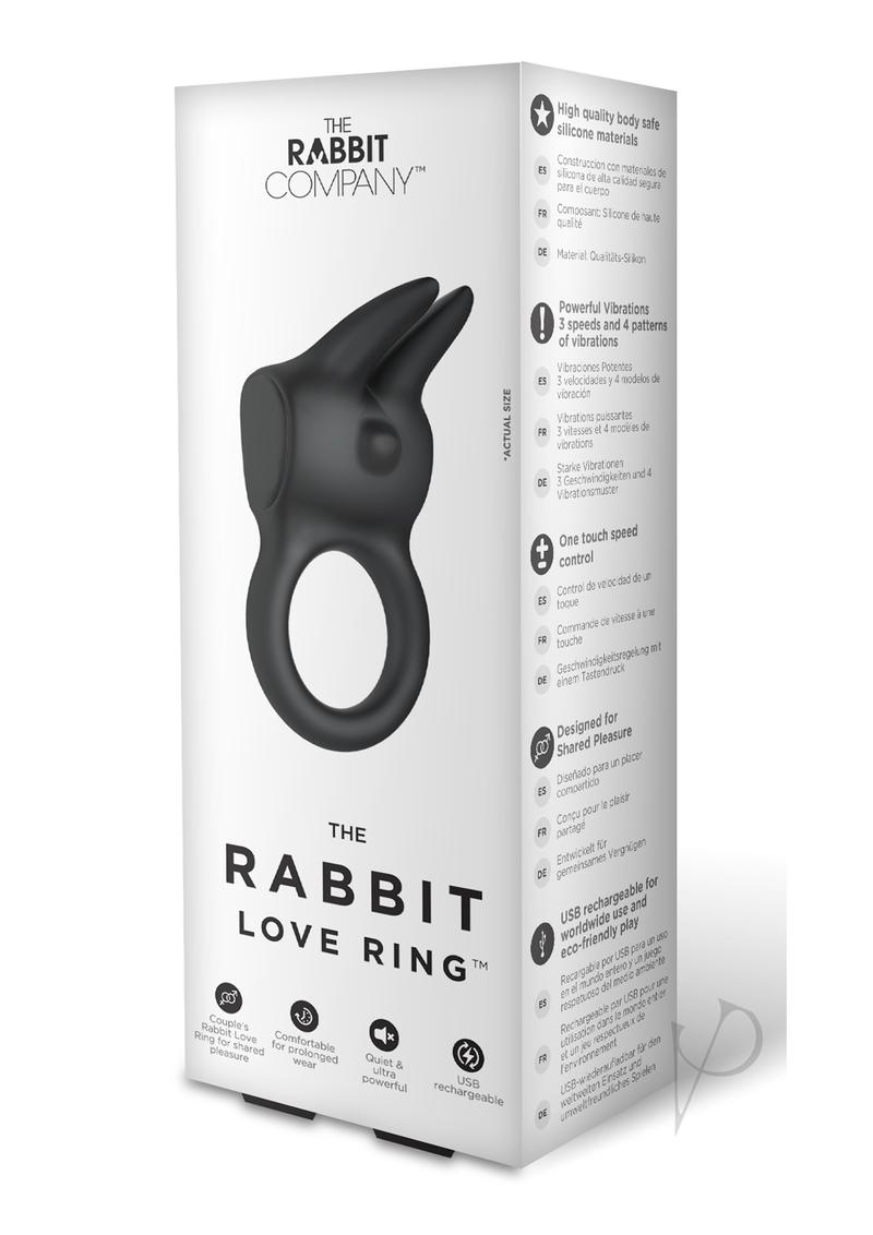 The Rabbit Company The Rabbit Love Ring Rechargeable Silicone Couples Ring - Black