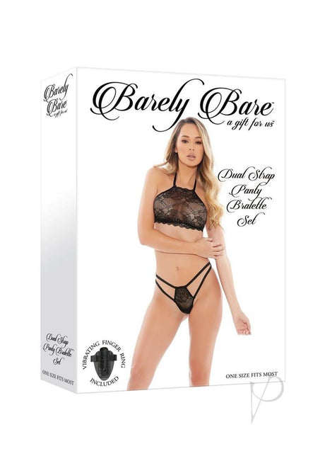 Barely Bare Dual strap Panty Bralett Set Black One Size