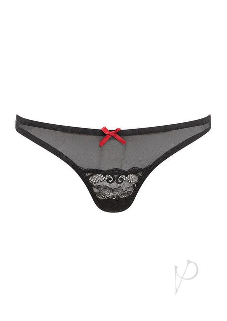 Barely Bare Mesh and Lace Panty Black One Size