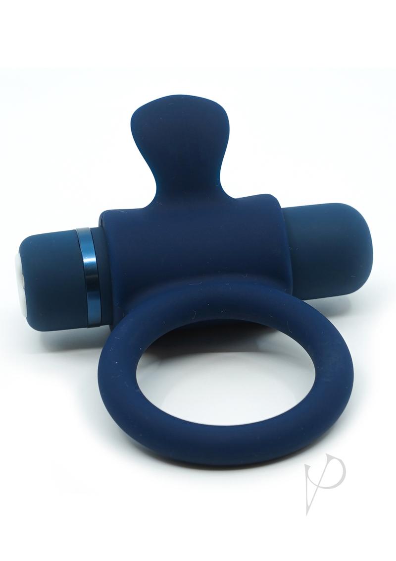 Nu Sensuelle Silicone Bullet Ring Rechargeable Vibrating Cock Ring - Navy Blue