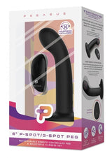 Pegasus P-Spot/G-Spot Peg Rechargeable Dildo with Remote Control 6in - Black