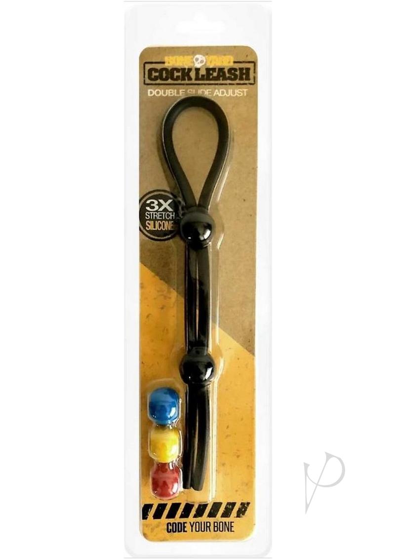 Boneyard Double Slide Cock Leash 3X Stretch Silicone - Black and Multicolor