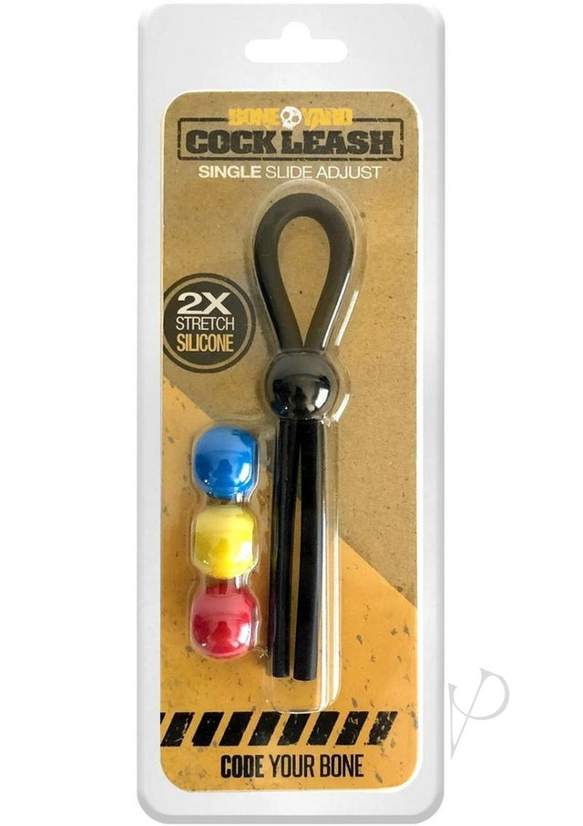 Boneyard Single Slide Cock Leash 2X Stretch Silicone - Black and Multicolor