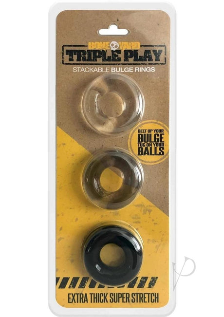 Boneyard Triple Play Stackable Bulge Cock Rings (set of 3) - Assorted Colors