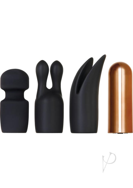 Glam Squad Rechargeable Bullet and 3 Silicone Sleeves Kit - Black and Copper