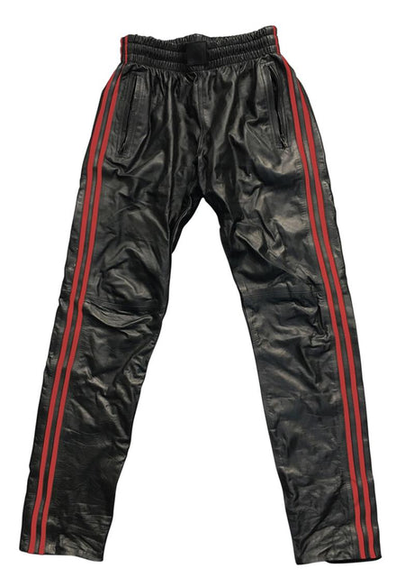 Prowler RED Leather Joggers - Large - Black/Red