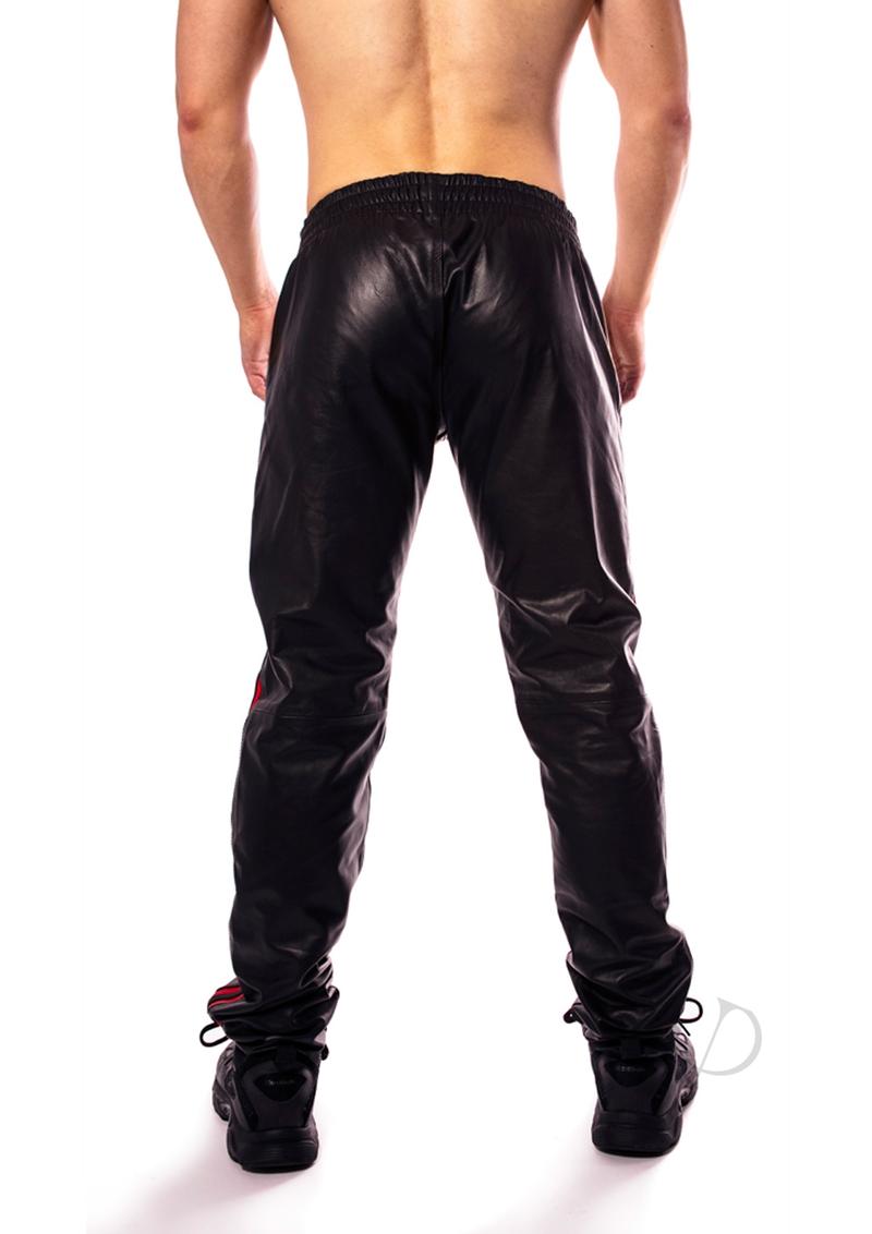 Prowler RED Leather Joggers - Small - Black/Red