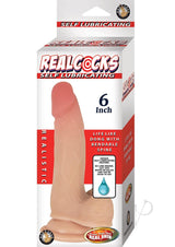 Realcocks Self Lubricating Bendable Dildo with Balls 6in - Vanilla