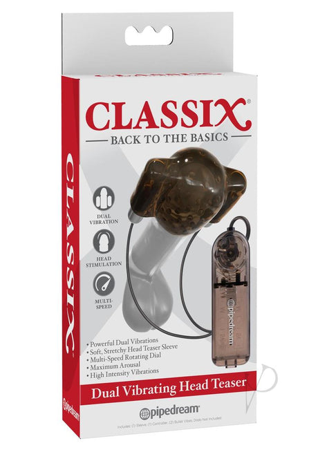 Classix Dual Vibrating Head Teaser with Remote Control - Smoke and Clear