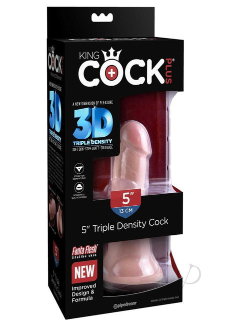 King Cock Plus Triple Density Dildo 5in - Vanilla