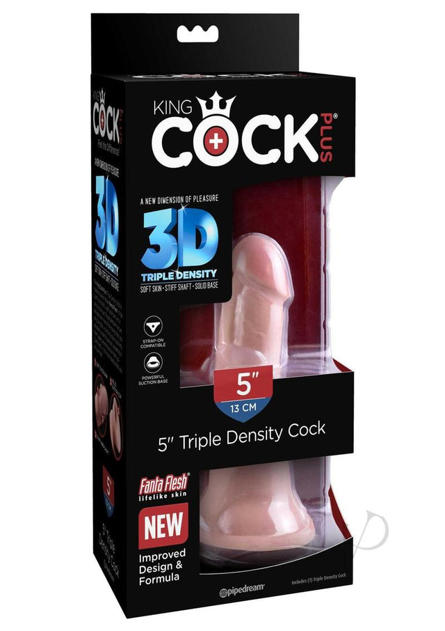 King Cock Plus Triple Density Dildo 5in - Vanilla