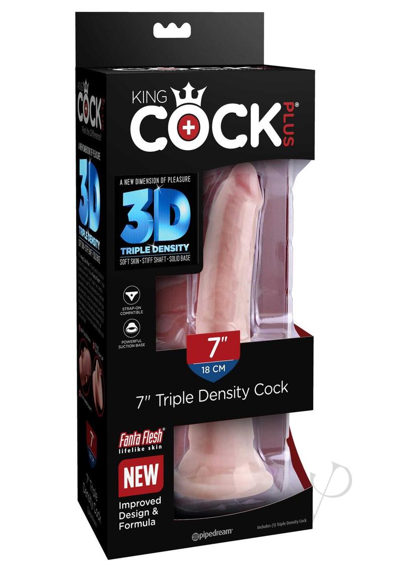 King Cock Plus Triple Density Dildo 7in - Vanilla