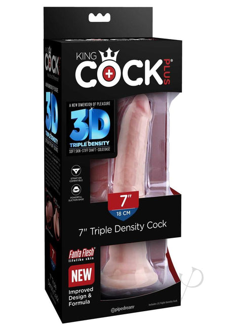 King Cock Plus Triple Density Dildo 7in - Vanilla
