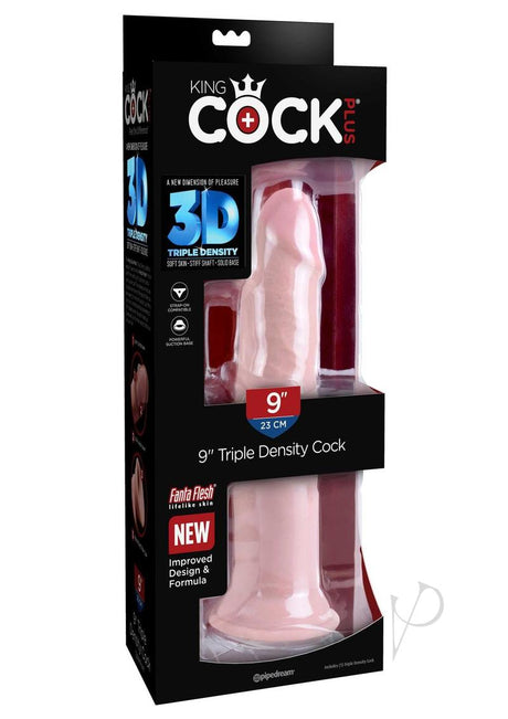 King Cock Plus Triple Density Dildo 9in - Vanilla