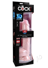 King Cock Plus Triple Density Fat Dildo with Balls 10in - Vanilla