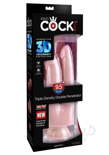 King Cock Plus Triple Density Double Penetrator Dildo 9.5in - Vanilla