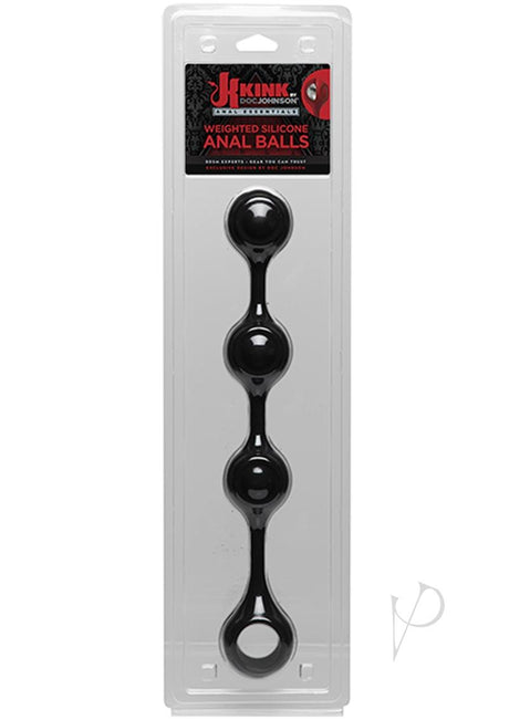 Kink Anal Essentials Weighted Silicone Beaded Anal Balls 13.5in - Black