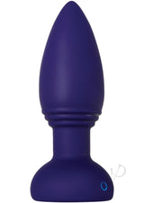 Smooshy Tooshy Rechargeable Silicone Anal Plug with Remote Control - Navy Blue