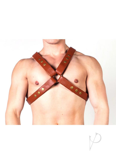 Prowler Red X Chest Harness - XXLarge - Brown/Brass