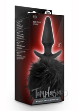 Temptasia Bunny Tail Pom Silicone Butt Plug - Black