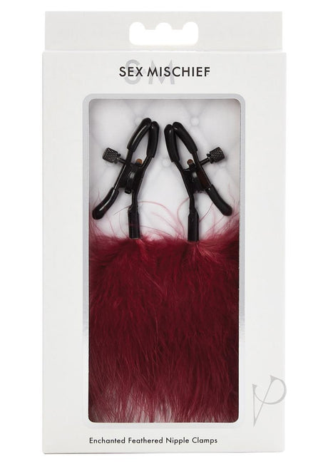 Sex and Mischief Enchanted Feather Nipple Clamps - Red/Black