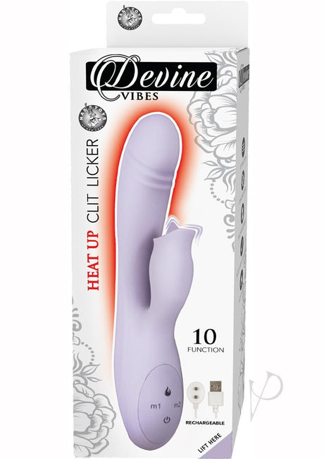 Devine Vibes Heat-up Clit Licker Rechargeable Silicone Warming Vibrator - Lavender