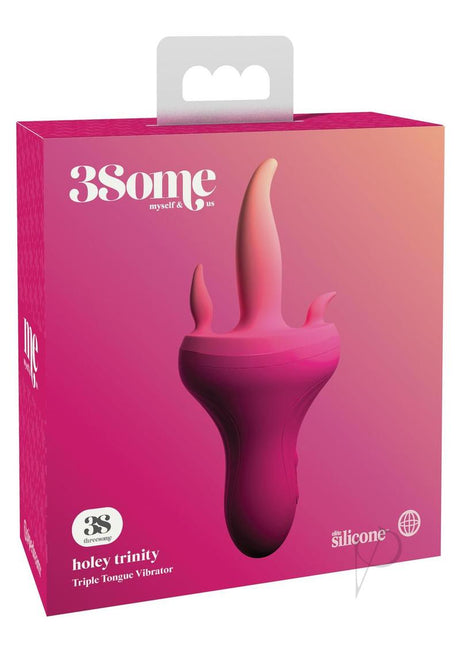 3Some Holey Trinity Triple Tongue Vibrator Multi Speed Rechargeable - Pink