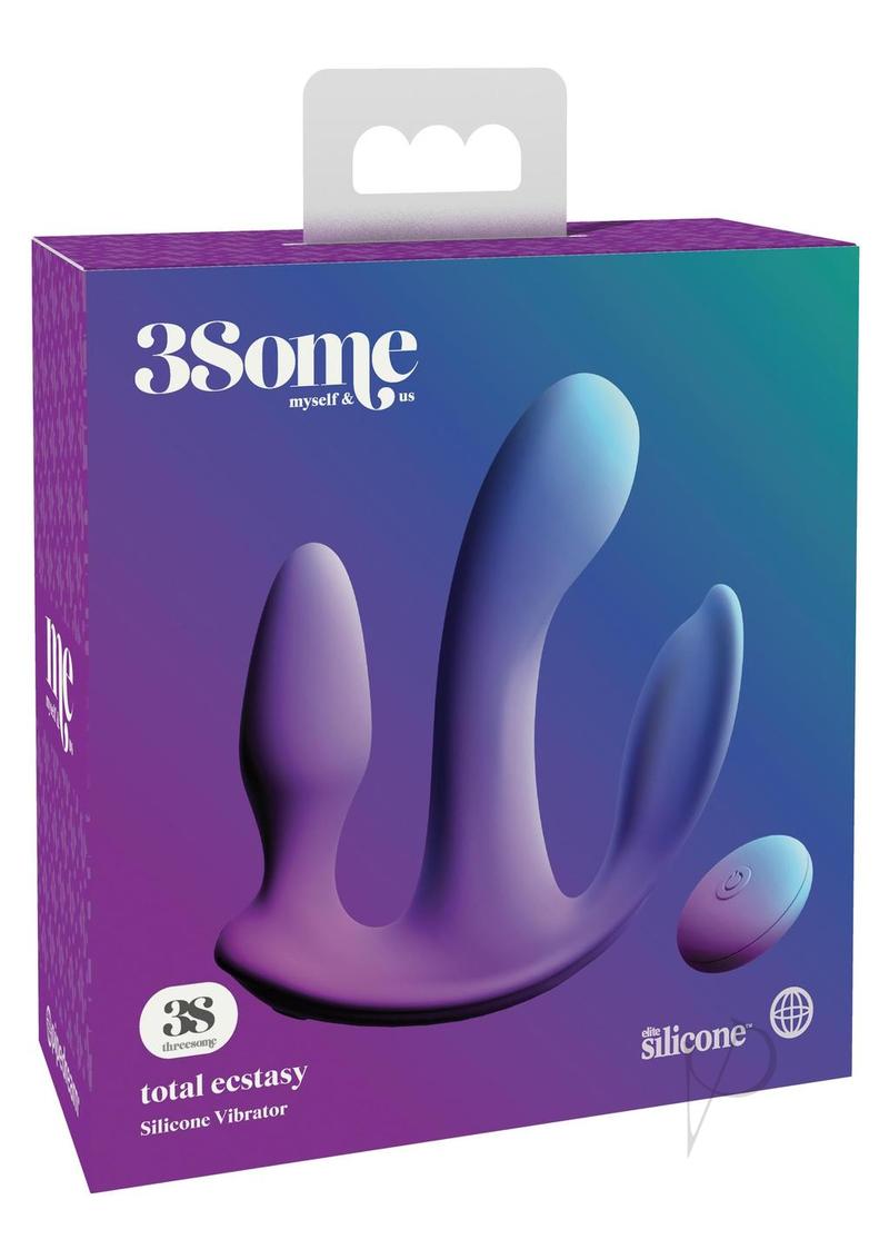 3Some Total Ecstasy Silicone Rechargeable Vibrator with Remote Control -  Purple