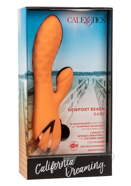 California Dreaming Newport Beach Babe Rechargeable Silicone Thumping Vibrator - Orange