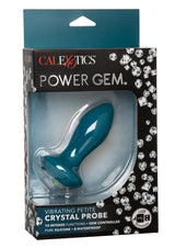 Power Gem Vibrating Petite Crystal Probe Silicone Rechargeable Butt Plug - Blue