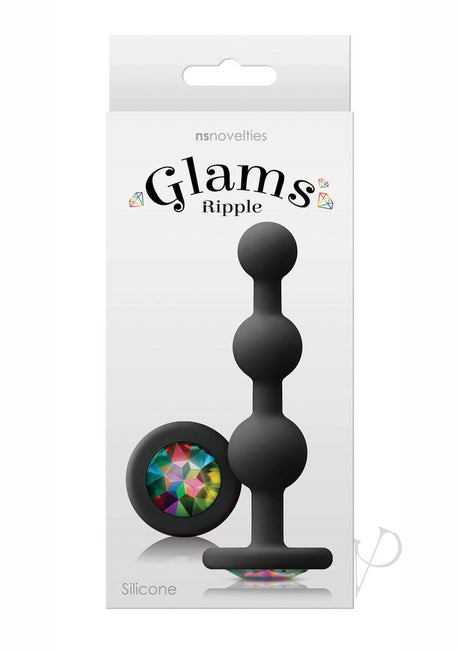 Glams Ripple Silicone Plug Rainbow Gem 4.49in - Black