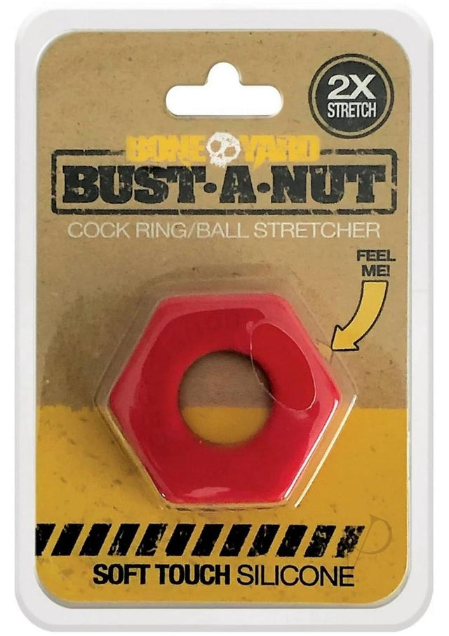 Boneyard Bust A Nut 2X Stretch Silicone Cock Ring Ball Stretcher - Red