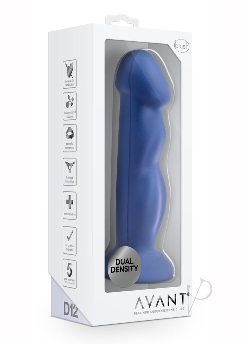 Avant D12 Suko Silicone Dildo with Suction Cup 8in - Indigo