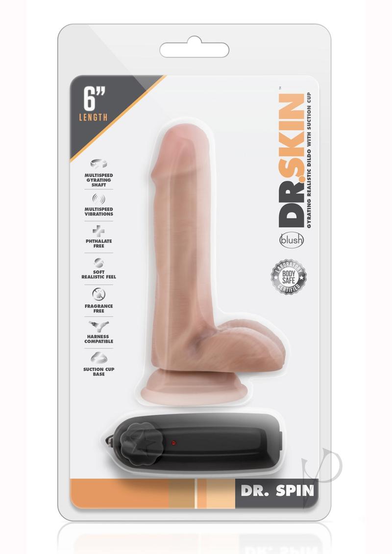 Dr. Skin Silver Collection Dr. Spin Gyrating Dildo with Suction Cup 6in - Vanilla