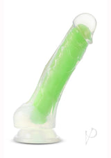 Neo Elite Glow in the Dark Dildo with Balls 7.5in - Green