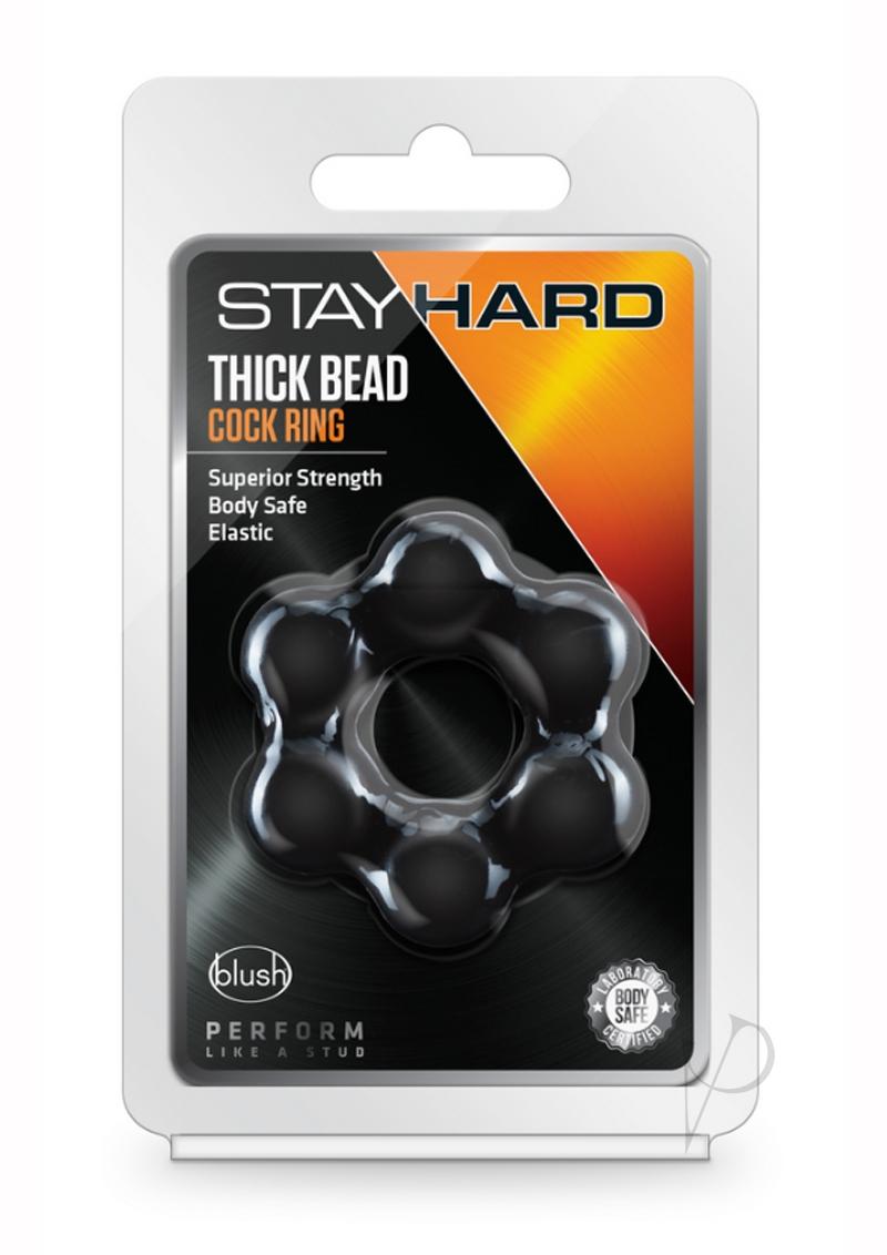 Stay Hard Thick Bead Cock Ring - Black