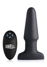 Swell Inflatable Rechargeable Silicone Vibrating Anal Plug with Remote Control - Black