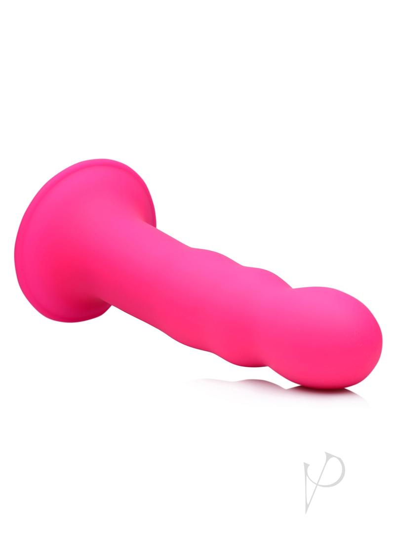Squeeze-It Squeezable Wavy Silicone Dildo 7.3in - Pink