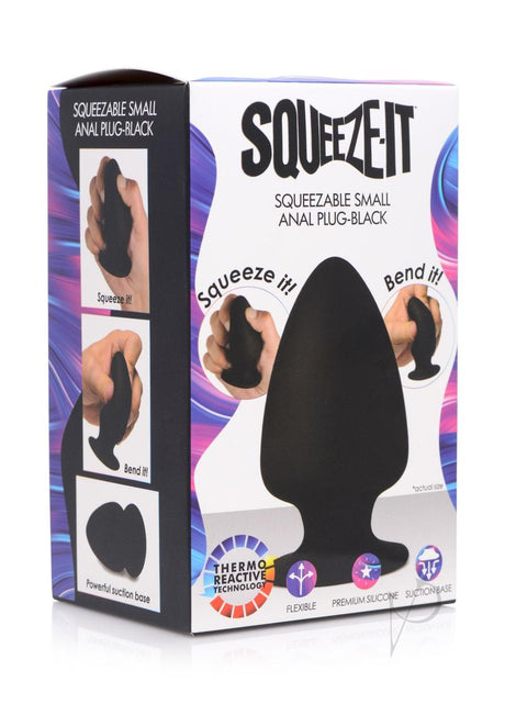 Squeeze-It Squeezable Silicone Anal Plug - Small - Black